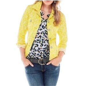 CAbi Classic Crisp bright yellow and white mild military, Field Jacket, pockets